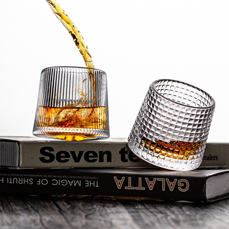 Rotating Crystal Tumbler Glass Elegant Home Drinkware