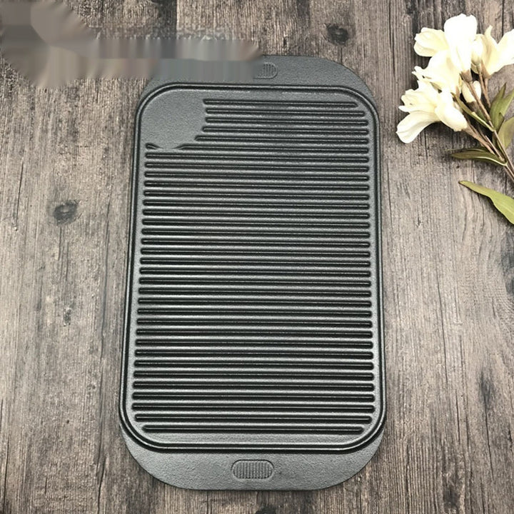 Flat Striped Cast Iron Double Sided Griddle Plate