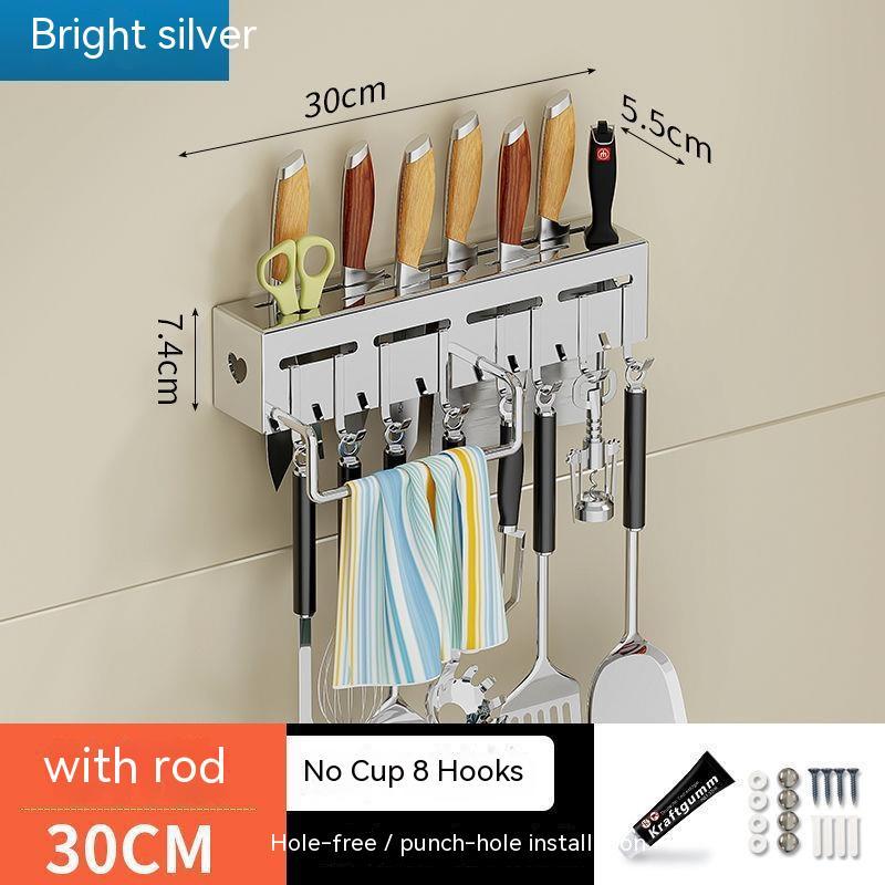 Stainless Steel Kitchen Knife Holder Chopstick Storage Rack Punch-Free