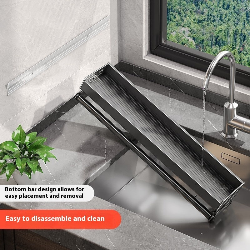 Gun Gray Aluminum Punch-Free Kitchen Storage Rack Multi-Functional