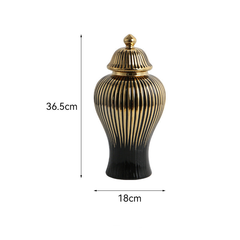 Ceramic Hat-covered Jar Decorative Flower Vase