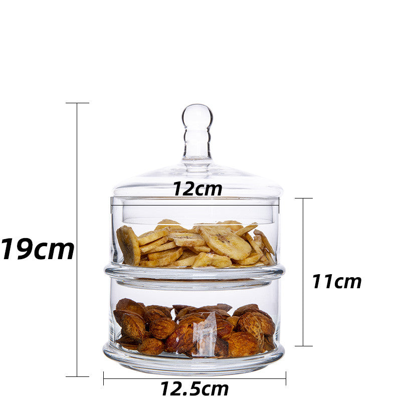 Crystal Glass Candy Jar With Lid Sugar Coffee Storage Bowl