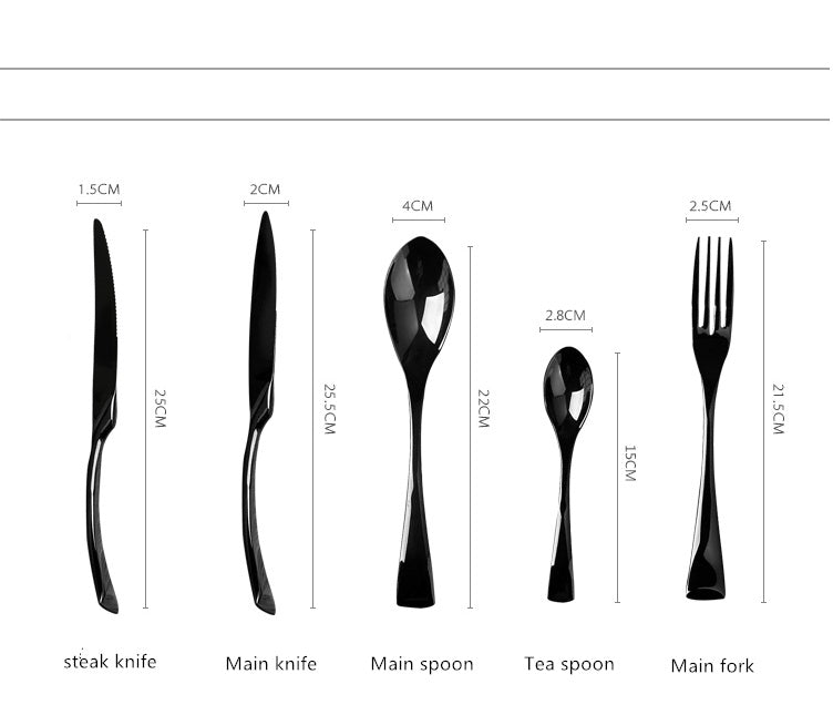 Black Stainless Steel Fork Knife Dinnerware Set Western Tableware