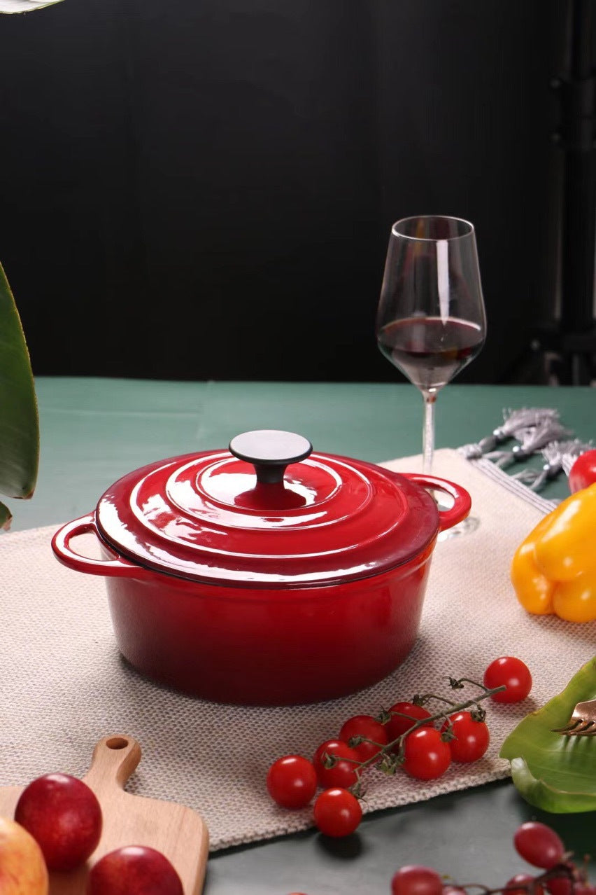 Enamel Cast Iron Hat Shaped Stock Stew Pot Universal Use