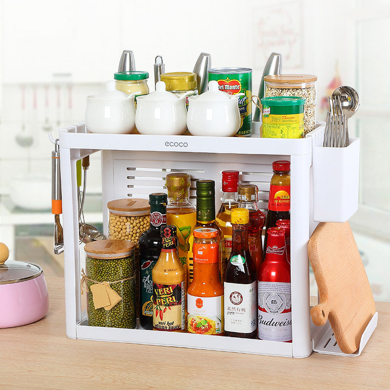 Double Layer Kitchen Knife Rack Storage Shelf Box