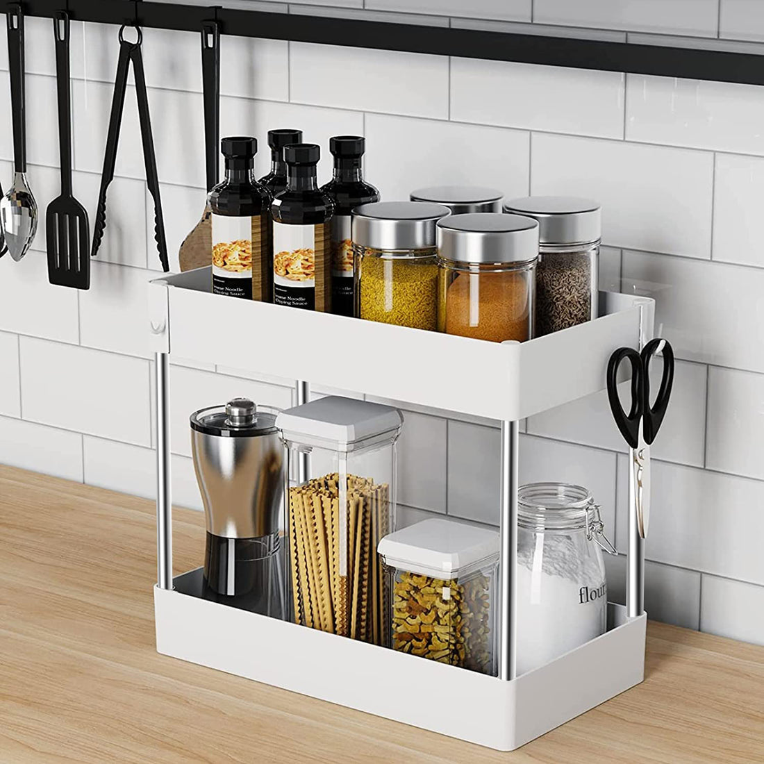 Under Sink Kitchen Storage Organizer Two Tier Drawer Rack