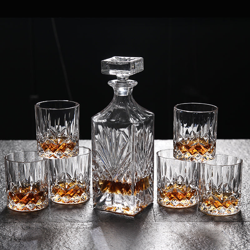 Lead Free Crystal Elegant Glass Set With Decanter Bottle 6 Piece