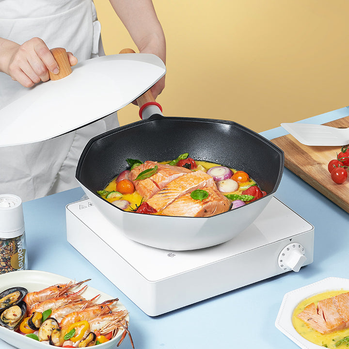 Maifan Stone Non Stick Wok Frying Pan Oil Free Smoke Cookware