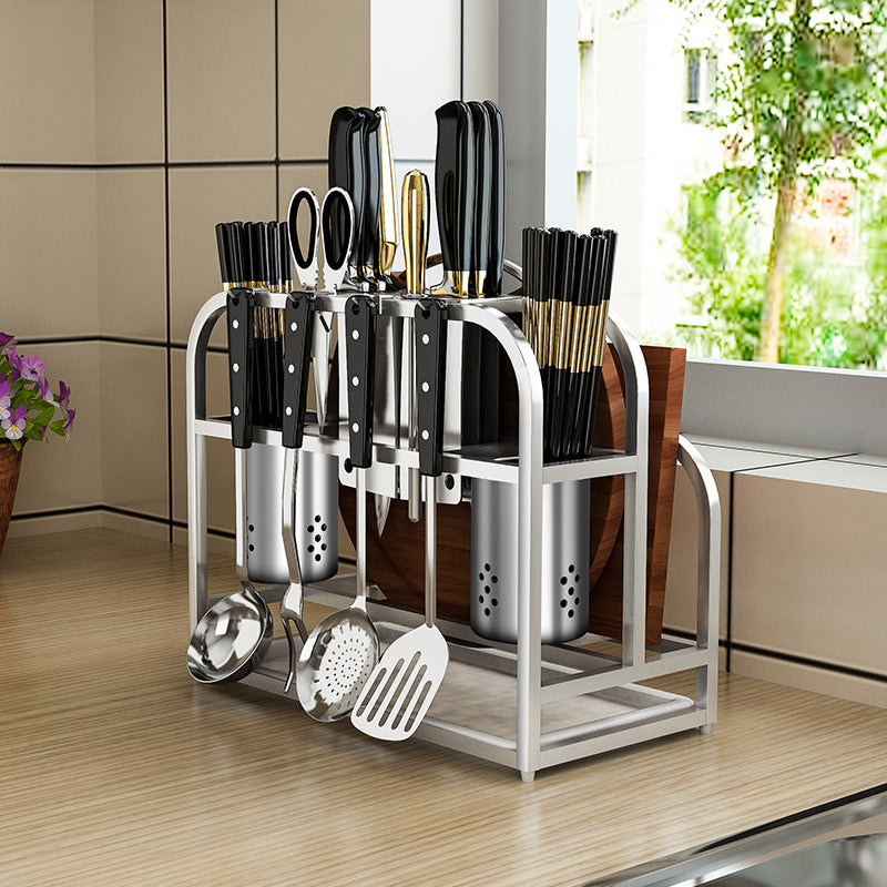 Chopping Board And Knife Holder Integrated Storage Rack