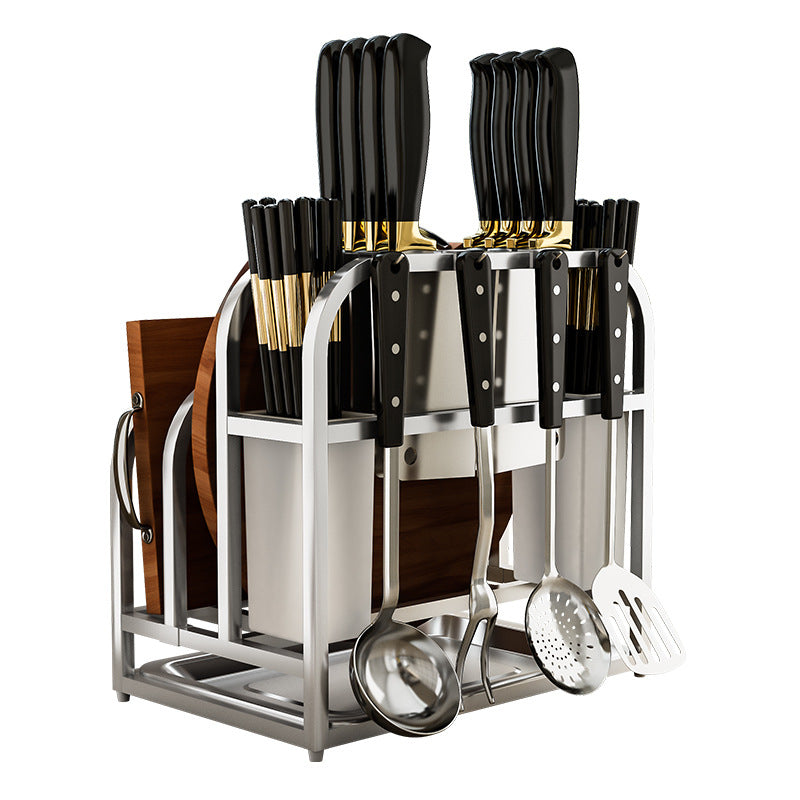 Chopping Board And Knife Holder Integrated Storage Rack