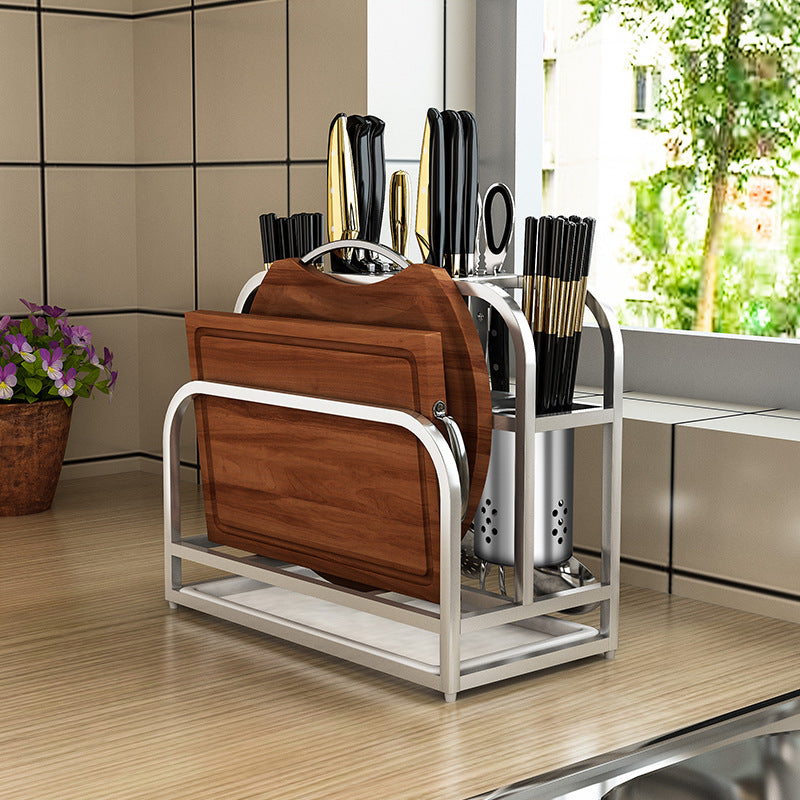 Chopping Board And Knife Holder Integrated Storage Rack