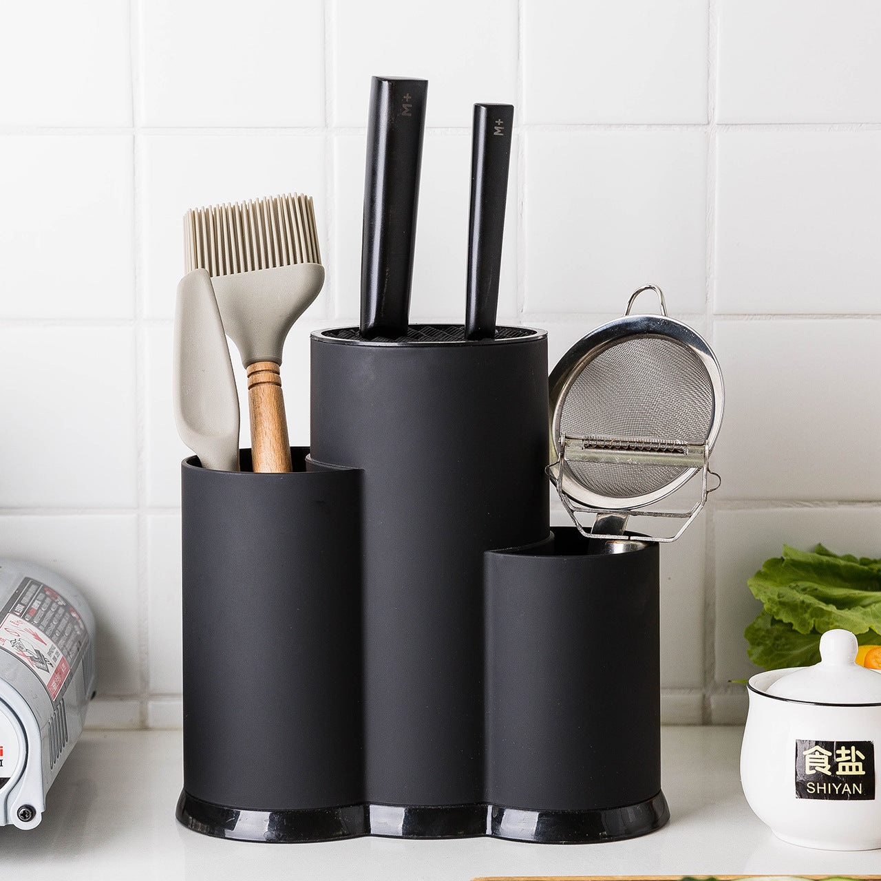 TPR Kitchen Knife Holder Cutting Board Storage Rack Multifunctional Shelves