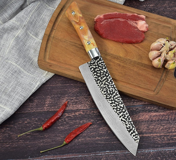 Stainless Steel Chef Knife Marbled Handle Meat Slicing Kitchen Knife