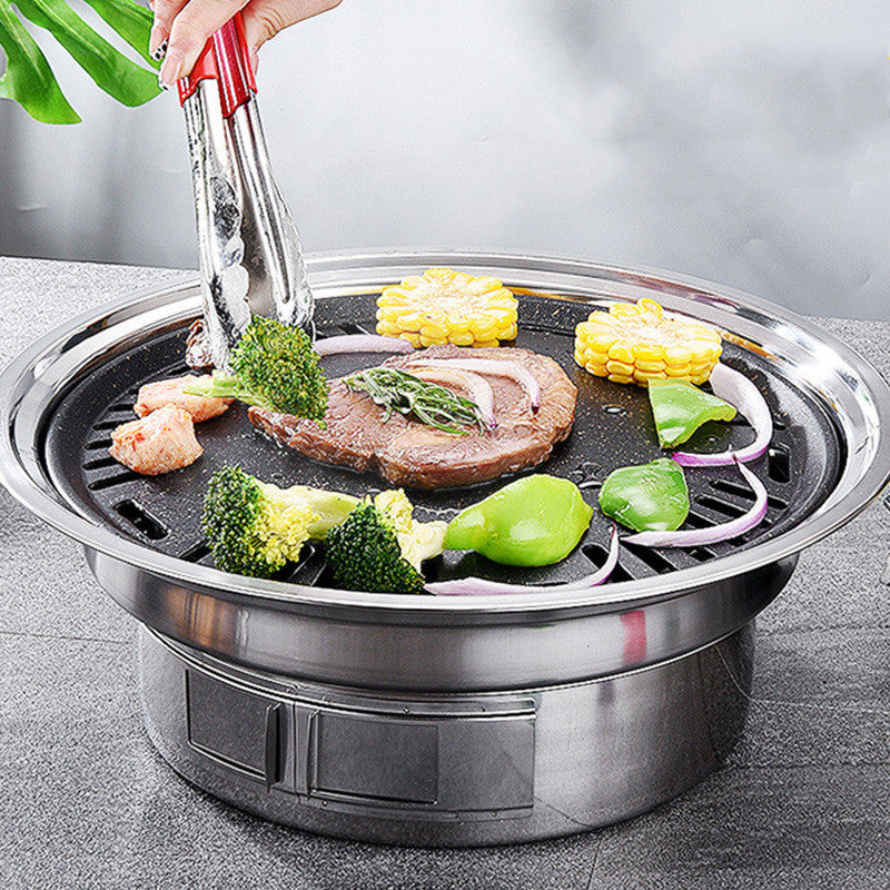 Portable Stainless Steel Charcoal BBQ Grill Round Outdoor Stove
