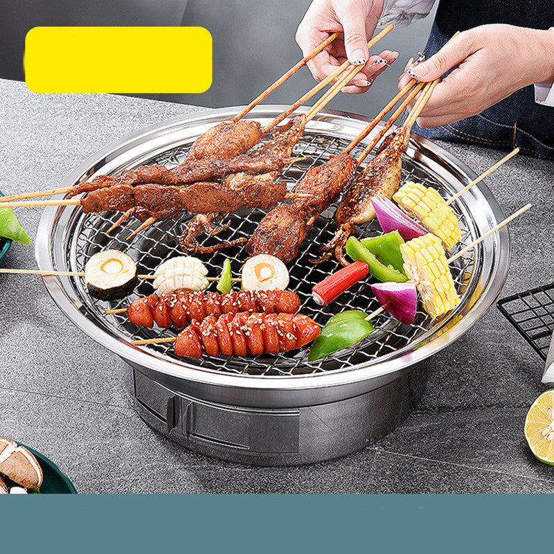 Portable Stainless Steel Charcoal BBQ Grill Round Outdoor Stove