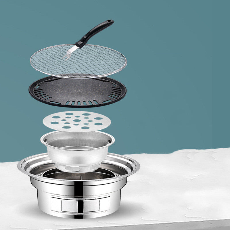Portable Stainless Steel Charcoal BBQ Grill Round Outdoor Stove