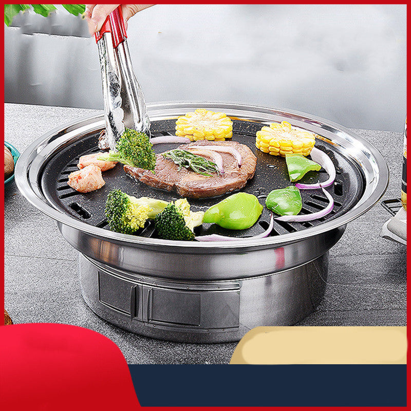 Portable Stainless Steel Charcoal BBQ Grill Round Outdoor Stove