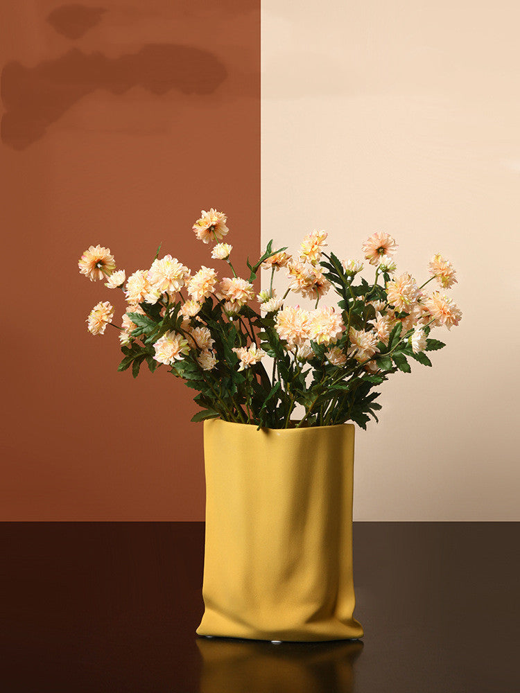 Electroplated Silver Ceramic Vase Dried Flower Decor