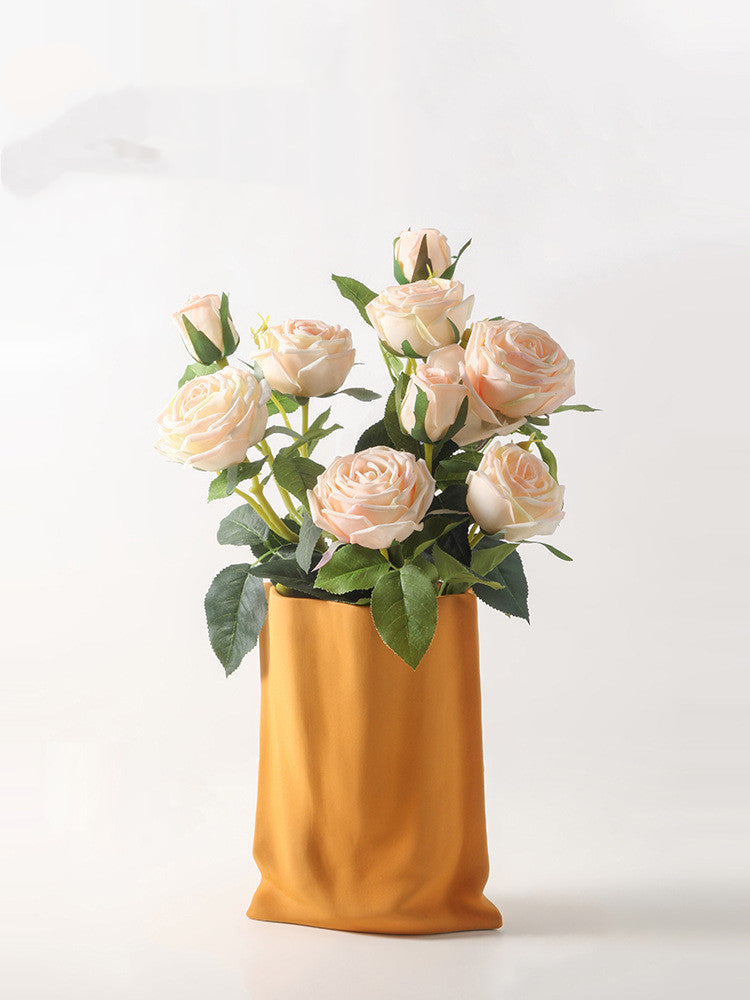 Electroplated Silver Ceramic Vase Dried Flower Decor