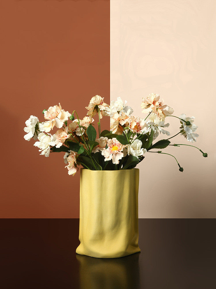 Electroplated Silver Ceramic Vase Dried Flower Decor