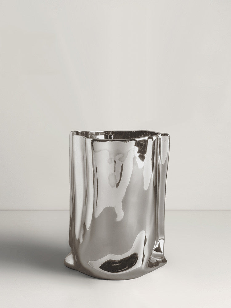 Electroplated Silver Ceramic Vase Dried Flower Decor