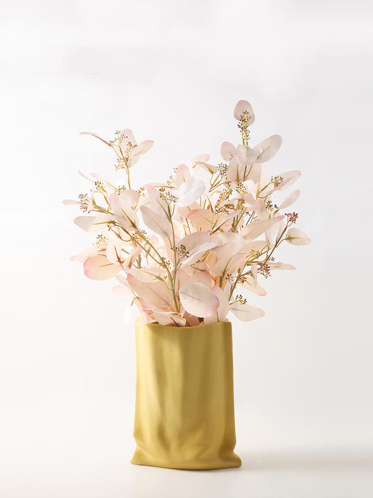 Electroplated Silver Ceramic Vase Dried Flower Decor