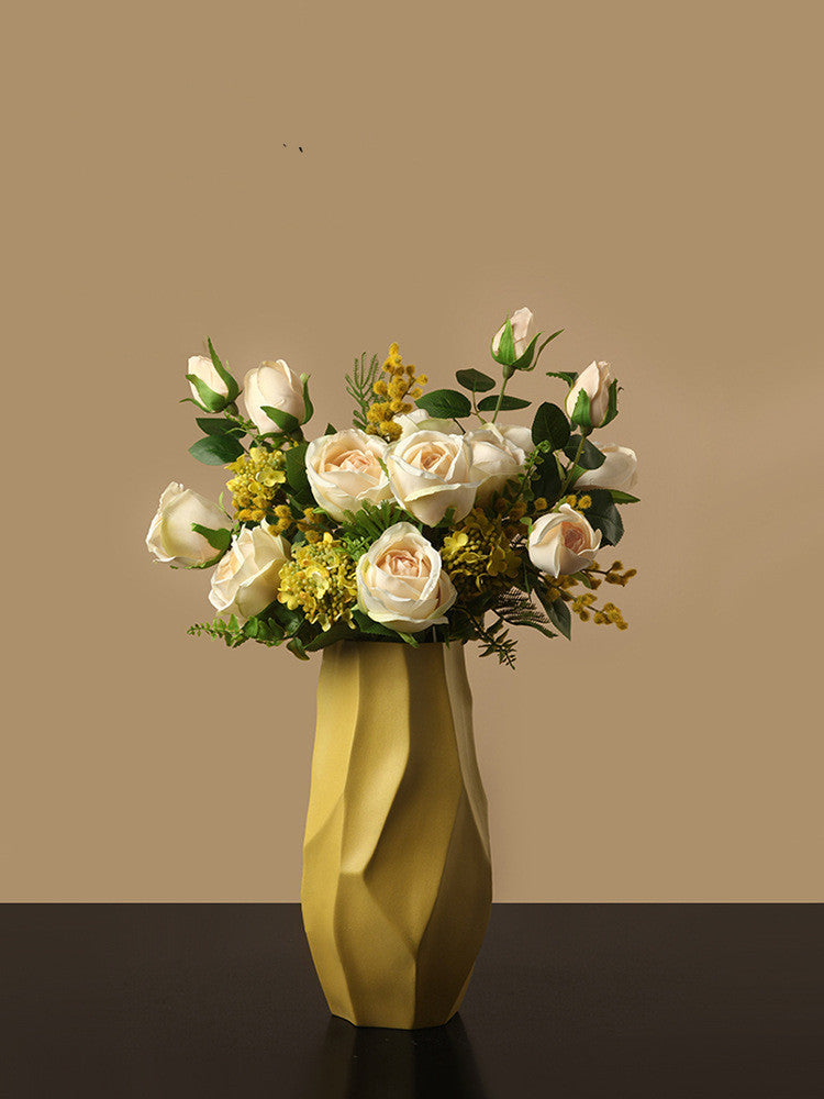 Electroplated Silver Ceramic Vase Dried Flower Decor