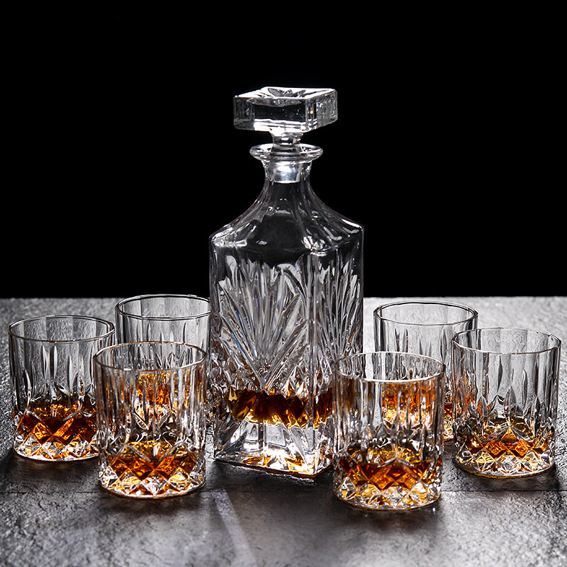 Lead Free Crystal Elegant Glass Set With Decanter Bottle 6 Piece