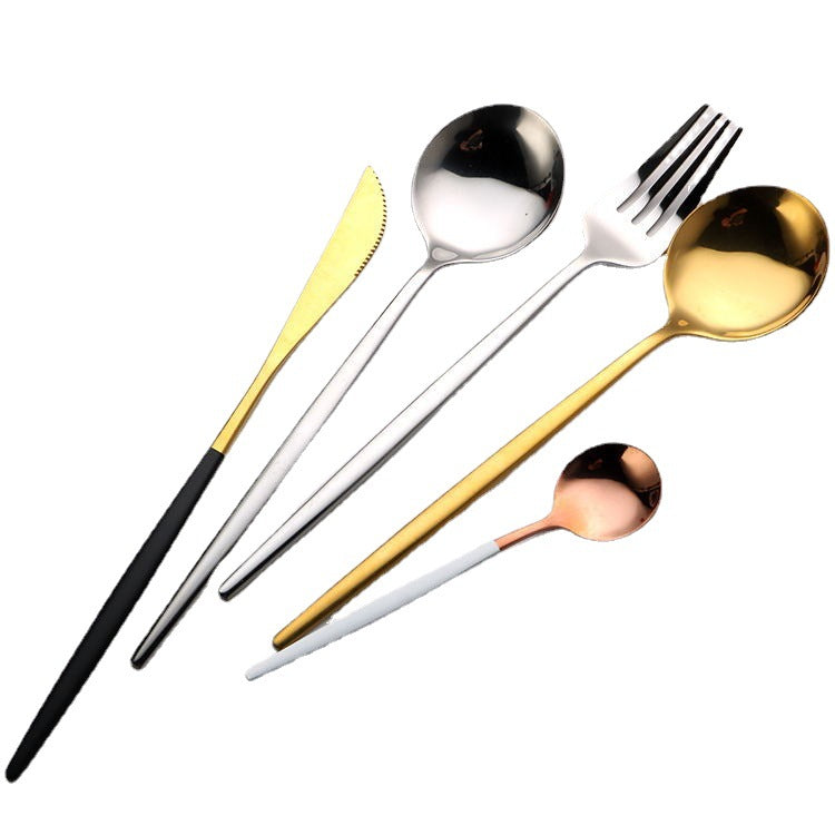 Black Gold Stainless Steel Cutlery Set Western Tableware