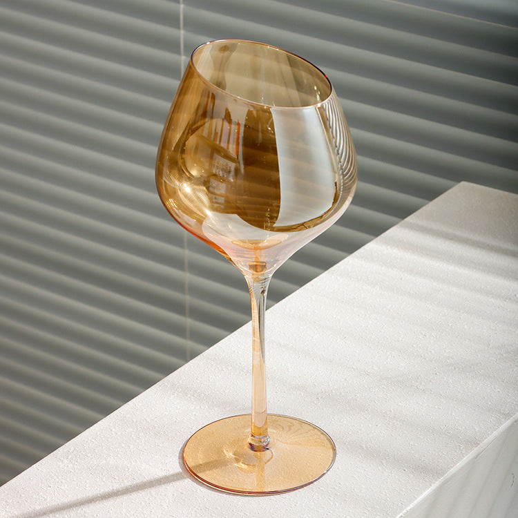 Beveled Crystal Goblet Glass Big Belly Elegant Home Decor