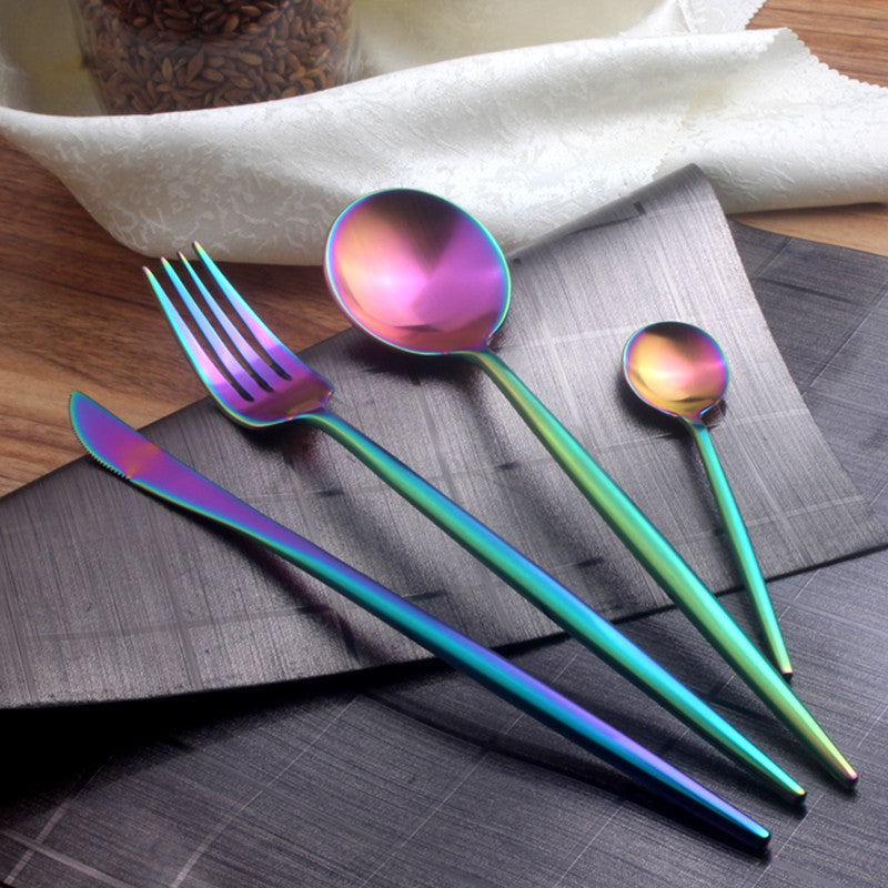 Black Gold Stainless Steel Cutlery Set Western Tableware