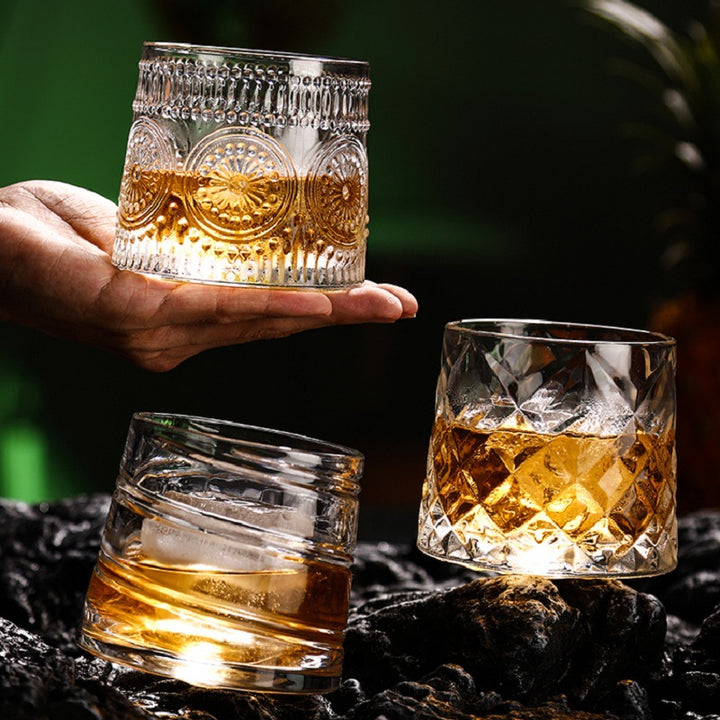 Rotating Crystal Tumbler Glass Elegant Home Drinkware