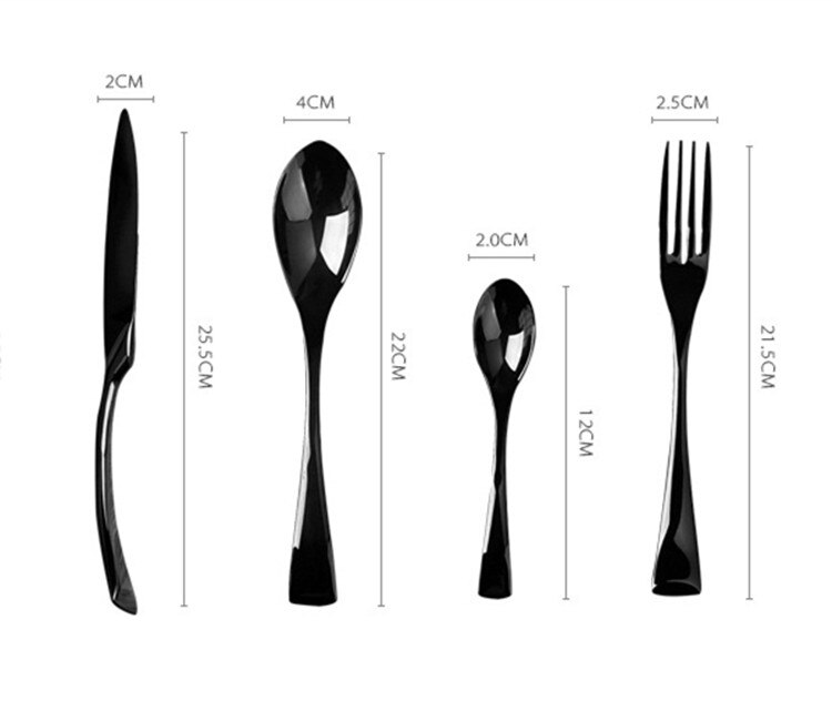 Black Stainless Steel Fork Knife Dinnerware Set Western Tableware