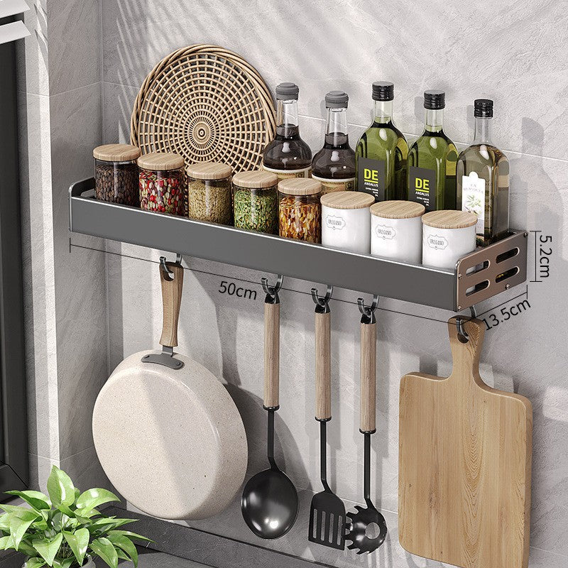 Gun Gray Aluminum Punch-Free Kitchen Storage Rack Multi-Functional