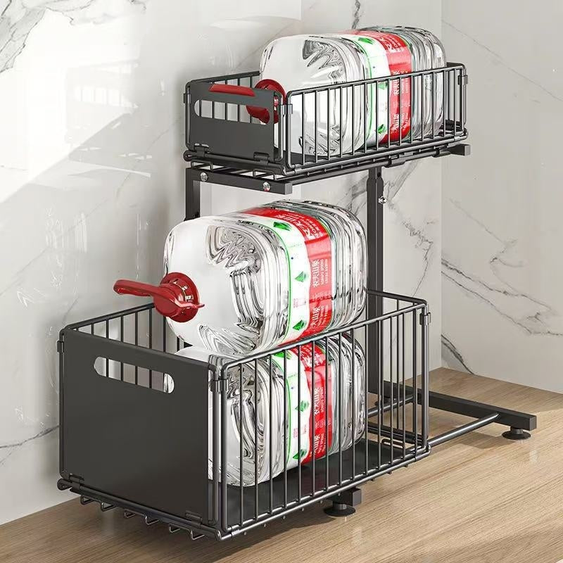 Under Sink Double Layer Pull Out Kitchen Storage Rack