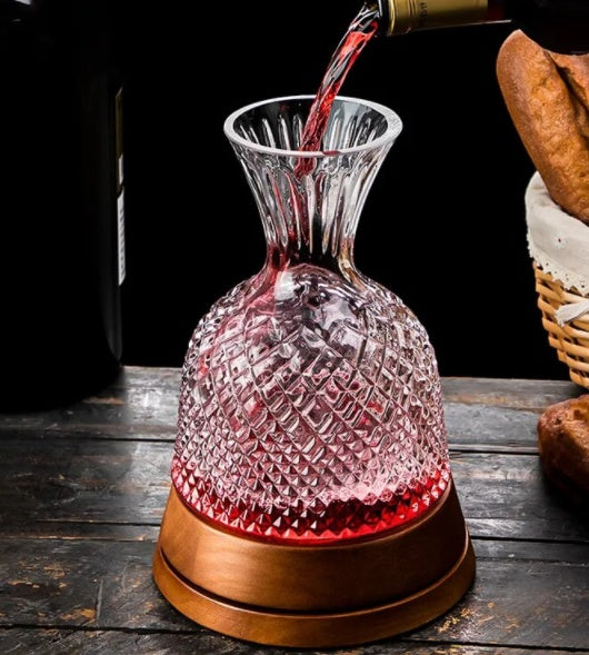 Crystal Glass Vortex Decanter Set With Aerating Pourer Kit
