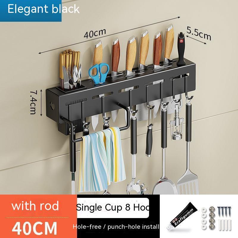 Stainless Steel Kitchen Knife Holder Chopstick Storage Rack Punch-Free