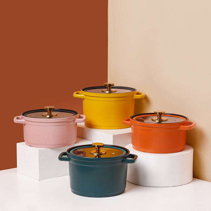 Nordic Style Ceramic Large Capacity Glazed Stock Pot For Cooking Soup