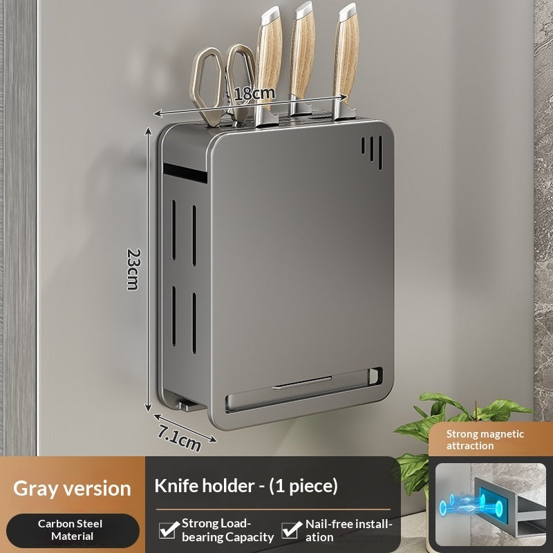 Gun Gray Aluminum Punch-Free Kitchen Storage Rack Multi-Functional