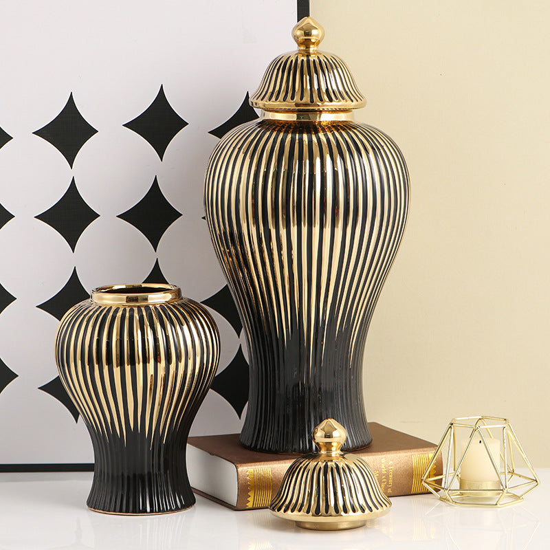Ceramic Hat-covered Jar Decorative Flower Vase
