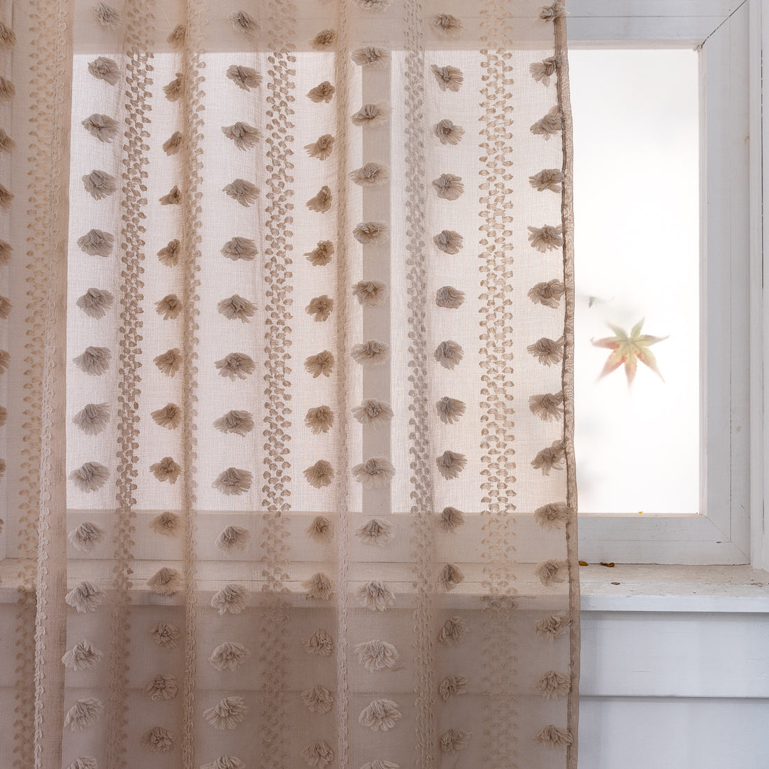 Bohemian Tufted Textured Embroidered Floral Curtains