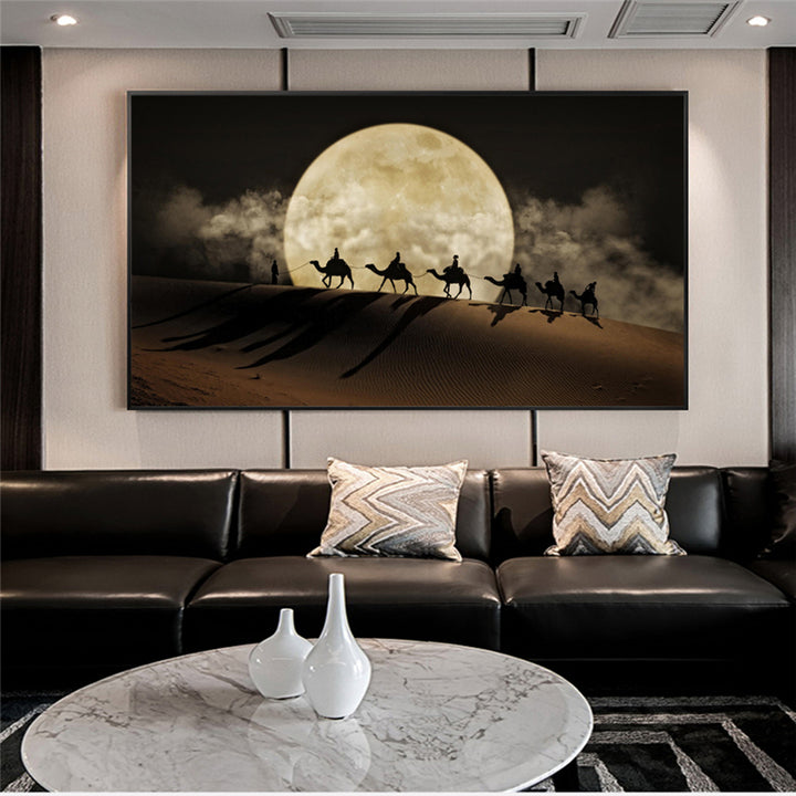 Desert Moon Night Canvas Wall Art Poster Decor
