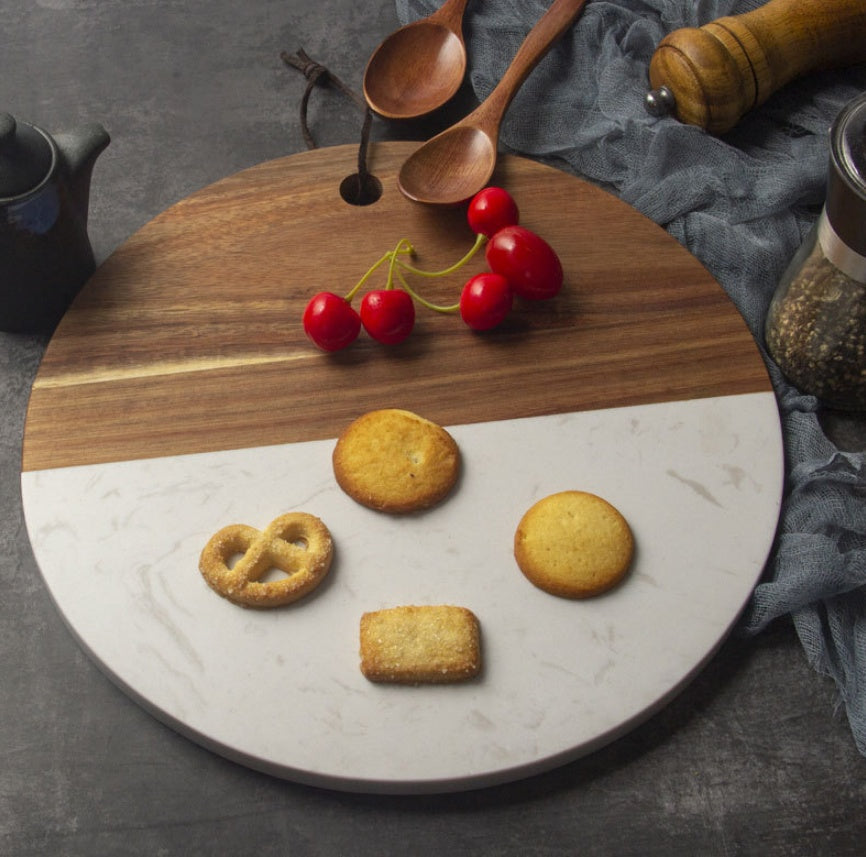 Round Marble Rosewood Composite Cutting Board Kitchen Board