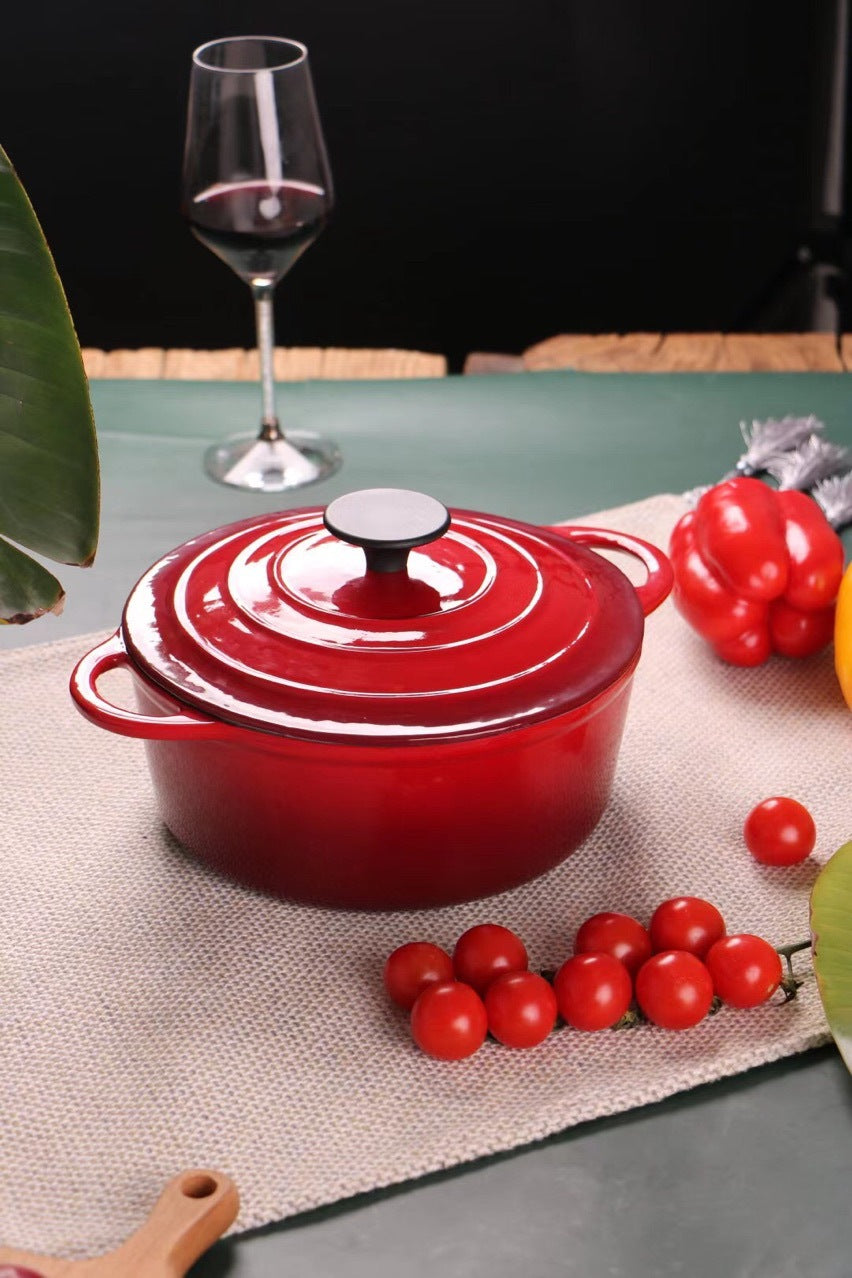 Enamel Cast Iron Hat Shaped Stock Stew Pot Universal Use