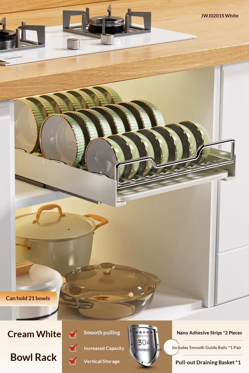 Stainless Steel Pull Out Kitchen Dish Rack Drawer Organizer