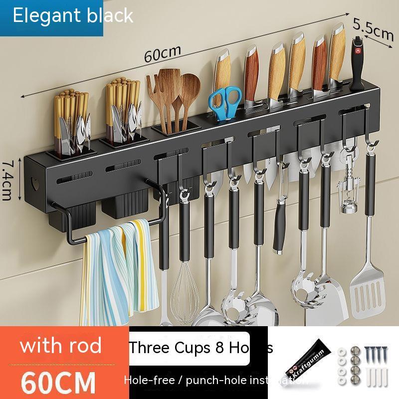 Stainless Steel Kitchen Knife Holder Chopstick Storage Rack Punch-Free