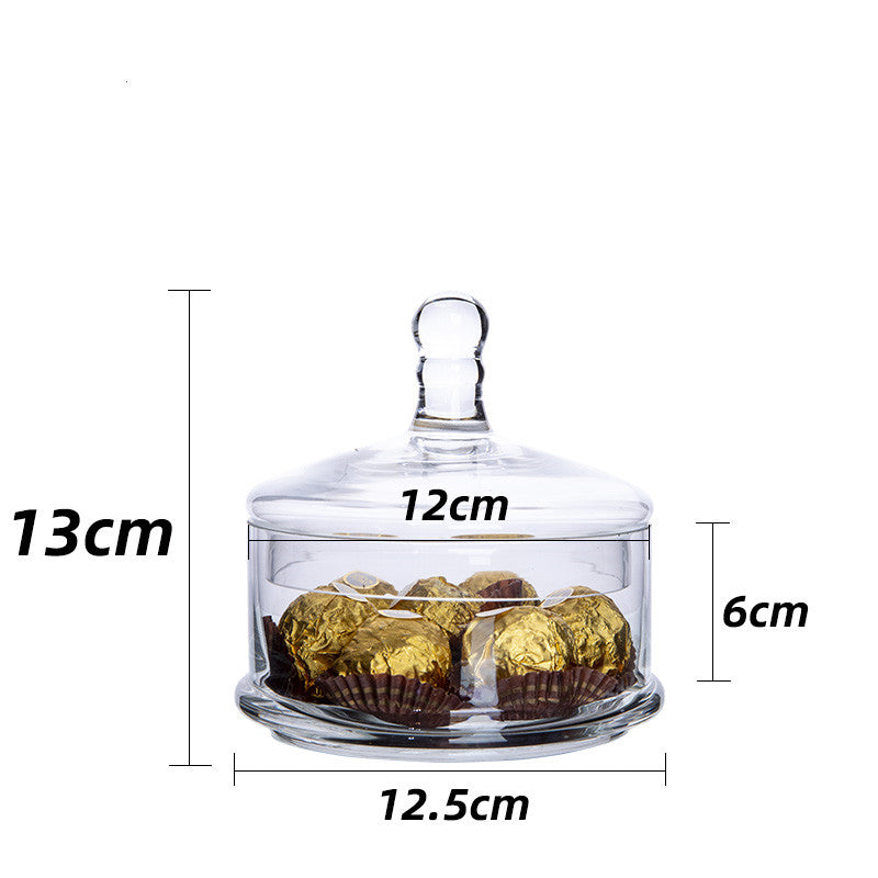 Crystal Glass Candy Jar With Lid Sugar Coffee Storage Bowl
