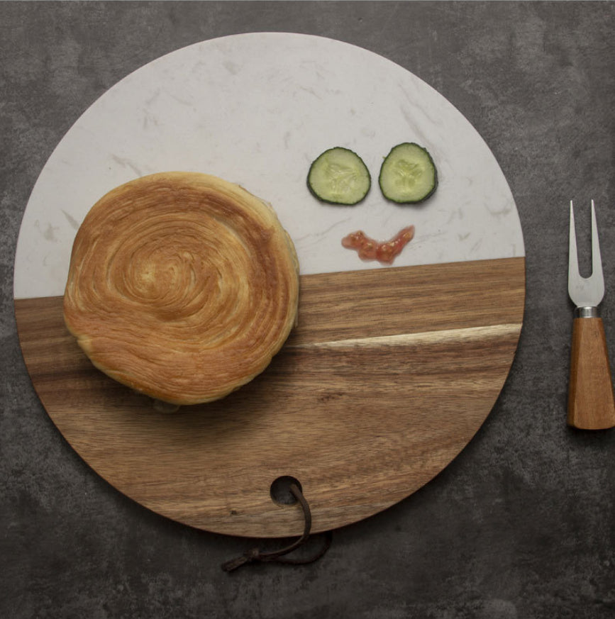 Round Marble Rosewood Composite Cutting Board Kitchen Board