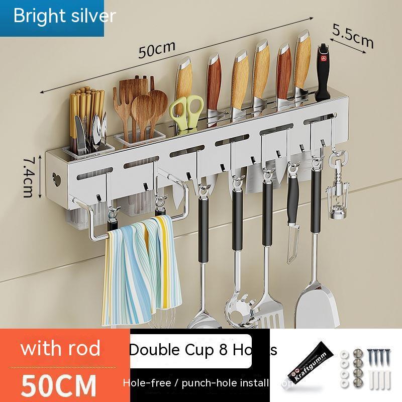 Stainless Steel Kitchen Knife Holder Chopstick Storage Rack Punch-Free
