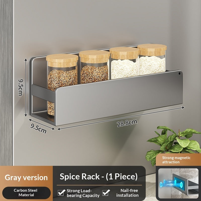 Gun Gray Aluminum Punch-Free Kitchen Storage Rack Multi-Functional